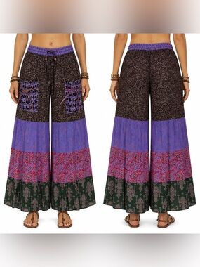 Hippie Forever Handmade Patchwork Palazzo Pants Womens SZ OS Enchanted Fairycore